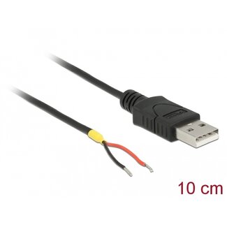 Delock Cable USB 2.0 Type-A male > 2 x open wires power 10 cm Raspberry Pi