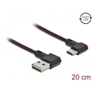 DeLOCK Delock EASY-USB 2.0 Cable Type-A male to USB Type-C™ male angled left / right 0.2 m black