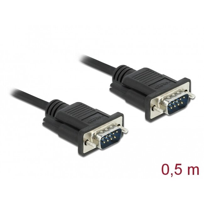 Delock Serial Cable RS-232 D-Sub9 male to male with narrow plug housing 0.5 m