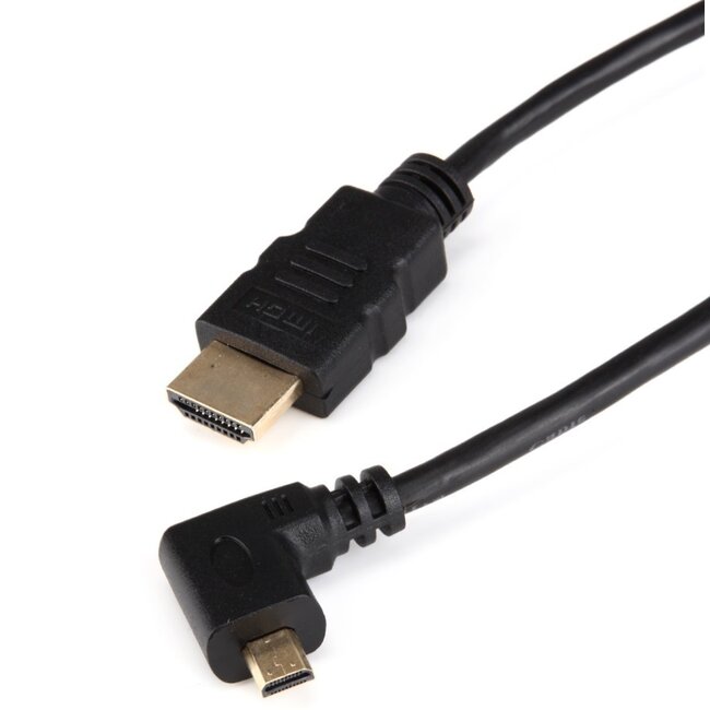 Micro HDMI - HDMI kabel - 90° haaks naar rechts - versie 1.4 (4K 30Hz) - 0,50 meter