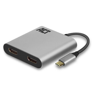 ACT ACT USB-C naar 2x HDMI 4K 30Hz adapter / aluminium - 0,15 meter