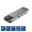 ACT USB-C/Thunderbolt 3 naar HDMI 4K 30Hz, 2x USB-A, USB-C 10Gbps, USB-C PD 100W, RJ45 en (Micro) SD adapter / aluminium