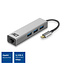 ACT USB-C naar RJ45 Gigabit LAN adapter met 3-poorts USB hub - USB3.0 - CAT6 / aluminium - 0,15 meter