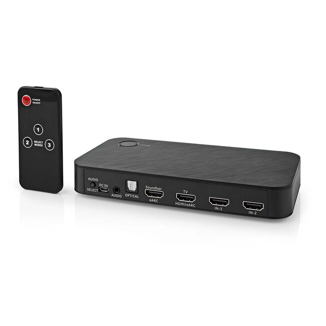 Nedis 3x HDMI naar 2x HDMI eARC, 1x Toslink en 1x 3,5mm splitter/extractor/schakelaar