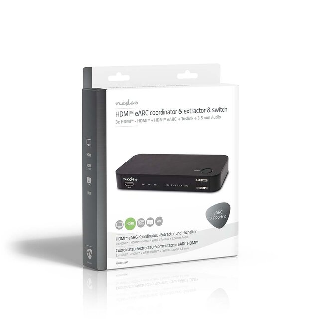 Nedis 3x HDMI naar 2x HDMI eARC, 1x Toslink en 1x 3,5mm splitter/extractor/schakelaar