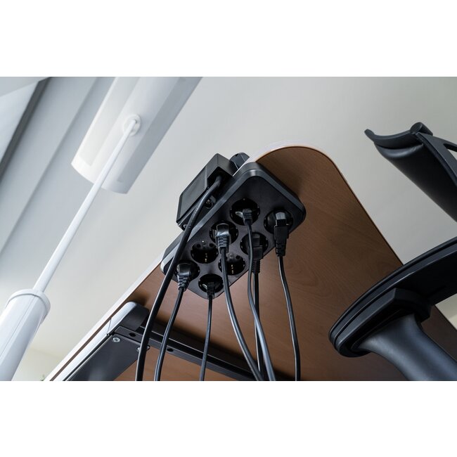 Brennenstuhl Estilo stekkerdoos met 2+8 contacten en 2x Keystone opening / zwart/grijs - 2 meter