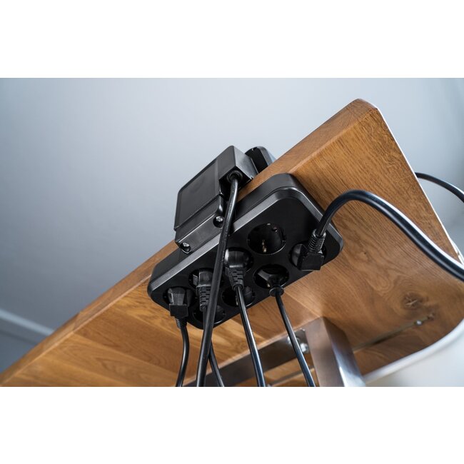 Brennenstuhl Estilo stekkerdoos met 2+8 contacten en 2x USB (1x PD) / zwart/grijs - 2 meter