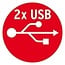 Brennenstuhl Estilo hoek-stekkerdoos met 4 contacten (2+2) en 2x USB / zwart/RVS - 2 meter