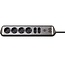 Brennenstuhl Estilo hoek-stekkerdoos met 6 contacten (4+2) en 2x USB / zwart/RVS - 2 meter