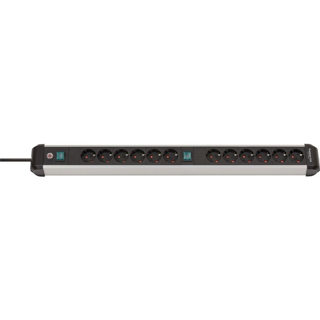 Brennenstuhl Premium-Alu-Line Technics stekkerdoos met 12 contacten (2x6) / zwart - 3 meter