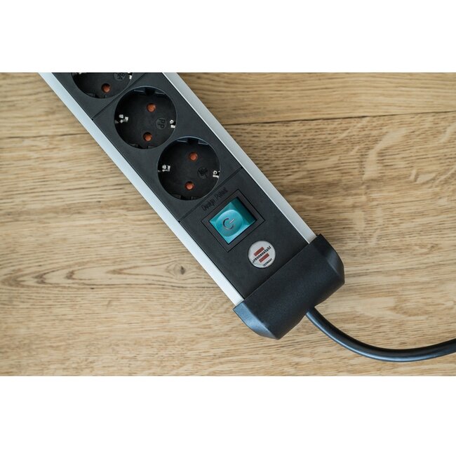 Brennenstuhl Premium-Alu-Line Technics stekkerdoos met 12 contacten (2x6) / zwart - 3 meter