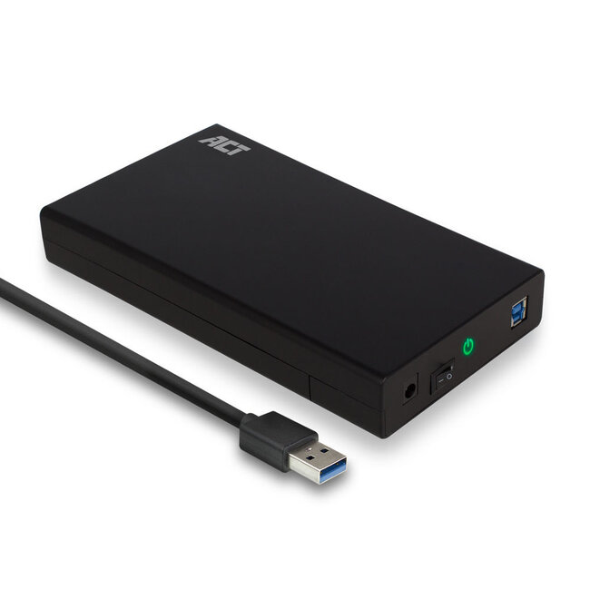 ACT HDD behuizing voor 3.5'' SATA HDD - USB3.0 (5 Gbps) - kunststof (toolless) / zwart