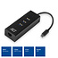 ACT USB-C naar RJ45 Gigabit LAN adapter met 3-poorts USB hub - USB3.0 - CAT6 / zwart - 0,15 meter