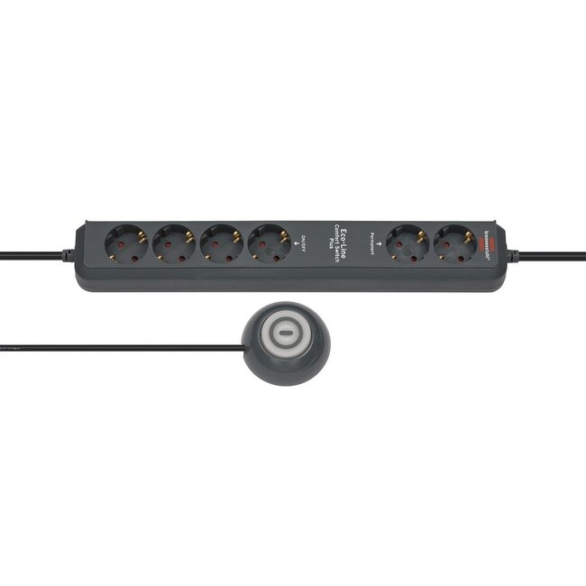 Brennenstuhl Eco-Line Comfort Switch Plus stekkerdoos met 6 (4+2) contacten en voetschakelaar / zwart - 1,5 meter