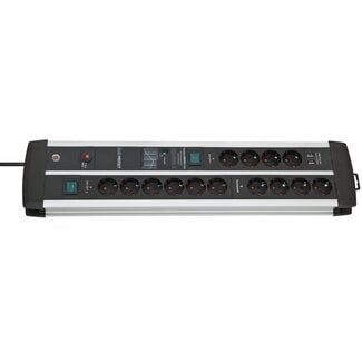 Brennenstuhl Brennenstuhl Premium-Protect-Line stekkerdoos met 14 contacten, 2x USB en overspanningsbeveiliging / zwart - 3 meter