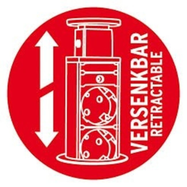 Brennenstuhl Tower Power bureau-inbouw stekkerdoos met 3 contacten en 2x USB / zilver/zwart - 2 meter