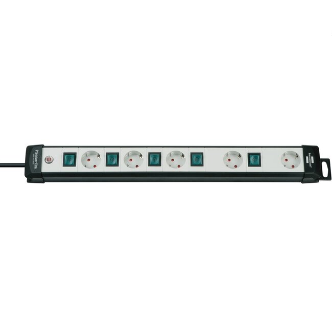 Brennenstuhl Premium-Line Technics stekkerdoos met 5 contacten en 5 schakelaars / zwart/grijs - 3 meter