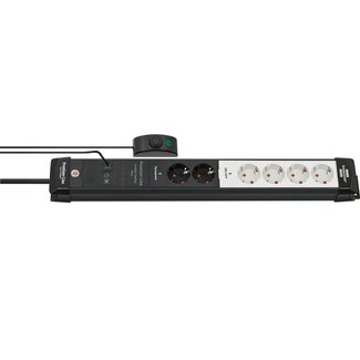 Brennenstuhl Brennenstuhl Premium-Line Comfort Switch Plus stekkerdoos met 6 (4+2) contacten en hand-/voetschakelaar / zwart/grijs - 3 meter