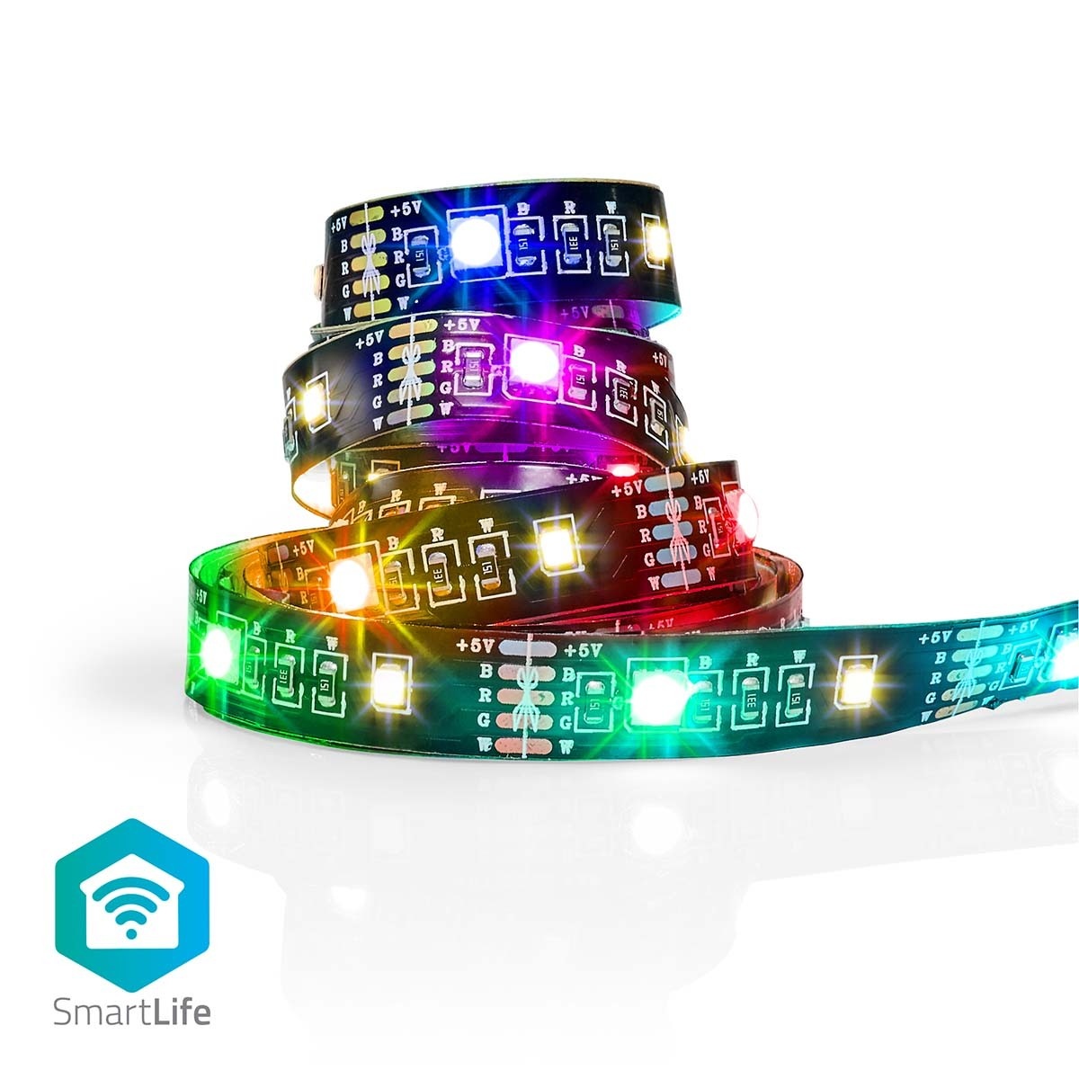Nedis SmartLife Gekleurde LED-strip | Bluetooth | RGB / Warm Wit | 2000 mm | IP20 | 2700 K | 380 lm | Android™ / IOS
