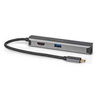 Nedis Nedis USB-C naar HDMI 4K 60Hz, USB-A en RJ45 adapter / grijs - 0,20 meter