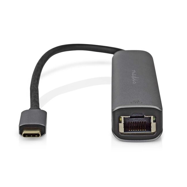 Nedis USB-C naar HDMI 4K 60Hz, USB-A en RJ45 adapter / grijs - 0,20 meter