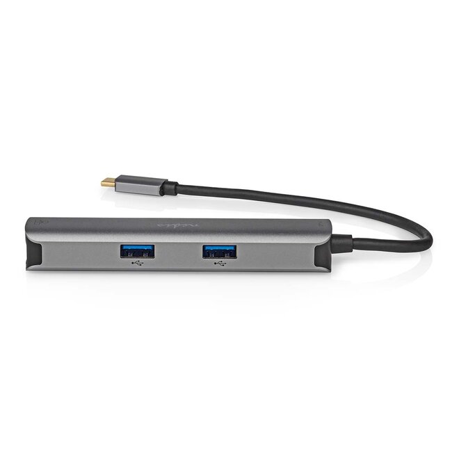 Nedis USB-C naar HDMI 4K 60Hz, USB-A en RJ45 adapter / grijs - 0,20 meter