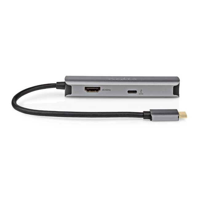 Nedis USB-C naar HDMI 4K 60Hz, USB-A, USB-C PD 100W en RJ45 adapter / grijs - 0,20 meter