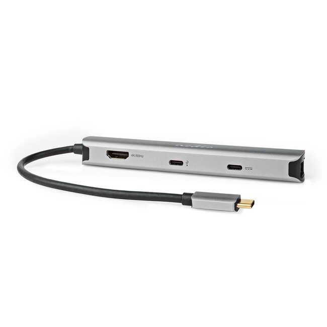 Nedis USB-C naar HDMI 4K 60Hz, USB-A, USB-C, USB-C PD 100W en RJ45 adapter / grijs - 0,20 meter