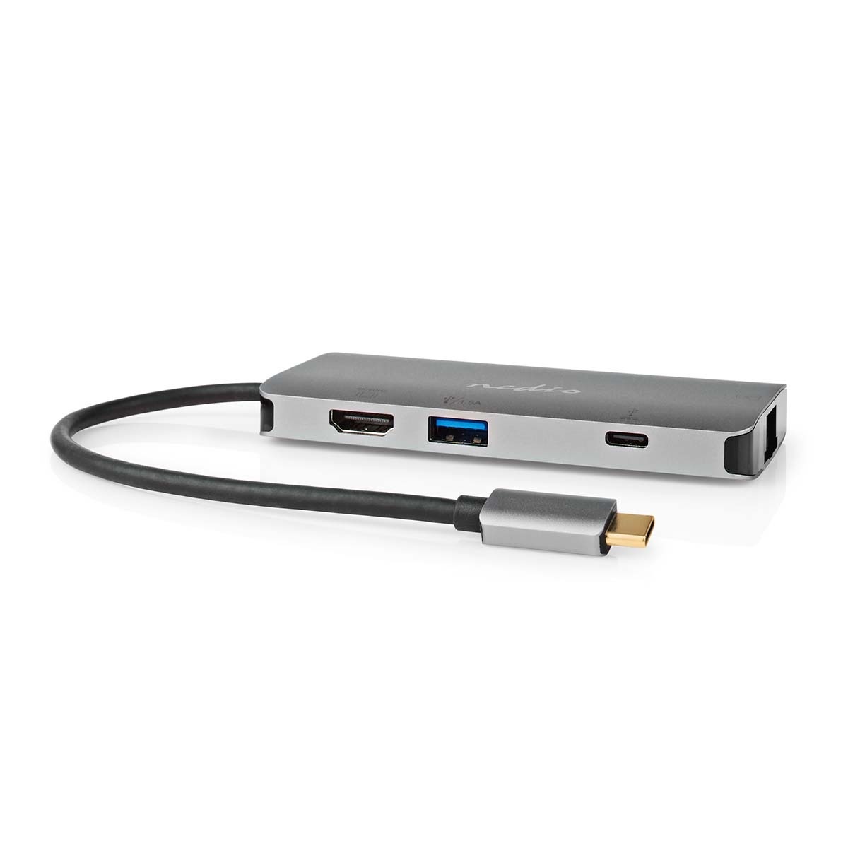 Nedis USB Multi-Port Adapter | USB 3.2 Gen 1 | USB-C™ Male | HDMI™ Output / Micro SD / RJ45 Female / SD / USB-C™ Female / 3x USB-A Female | 5 Gbps | 0.20 m | Rond | Verguld | PVC |