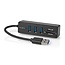 Nedis USB hub met 3 poorten en kaartlezer - USB3.0 - busgevoed / zwart - 0,15 meter