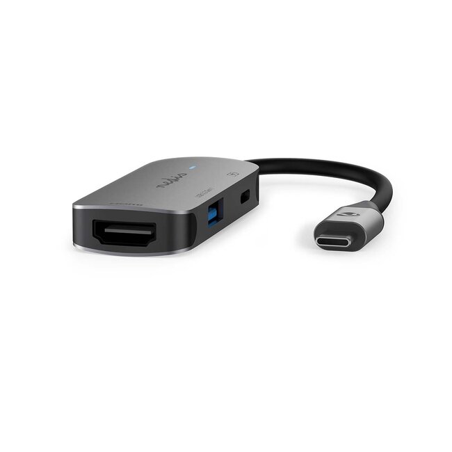 Nedis USB-C naar HDMI 4K 30Hz, USB-A en USB-C PD 100W adapter / grijs - 0,10 meter