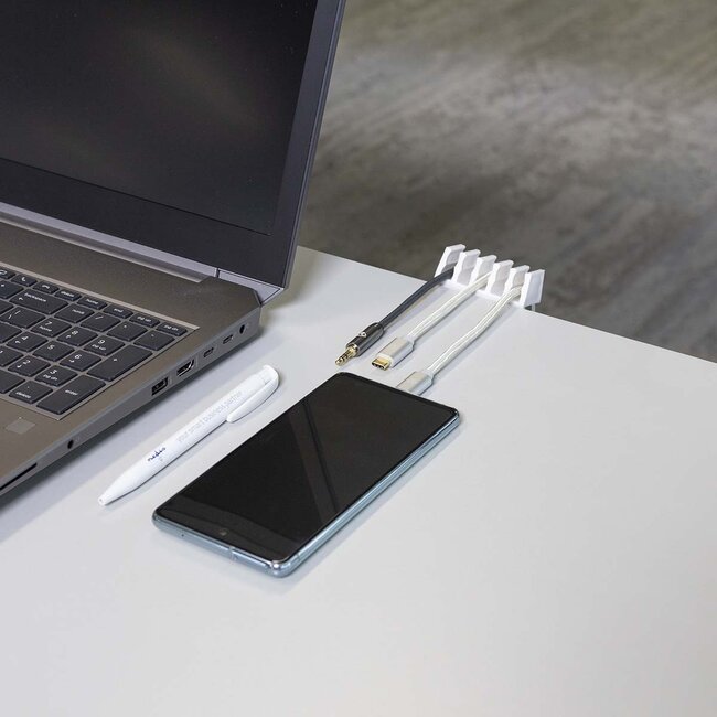 Nedis zelfklevende kabelhouders voor 5 kabels - 2 stuks / wit