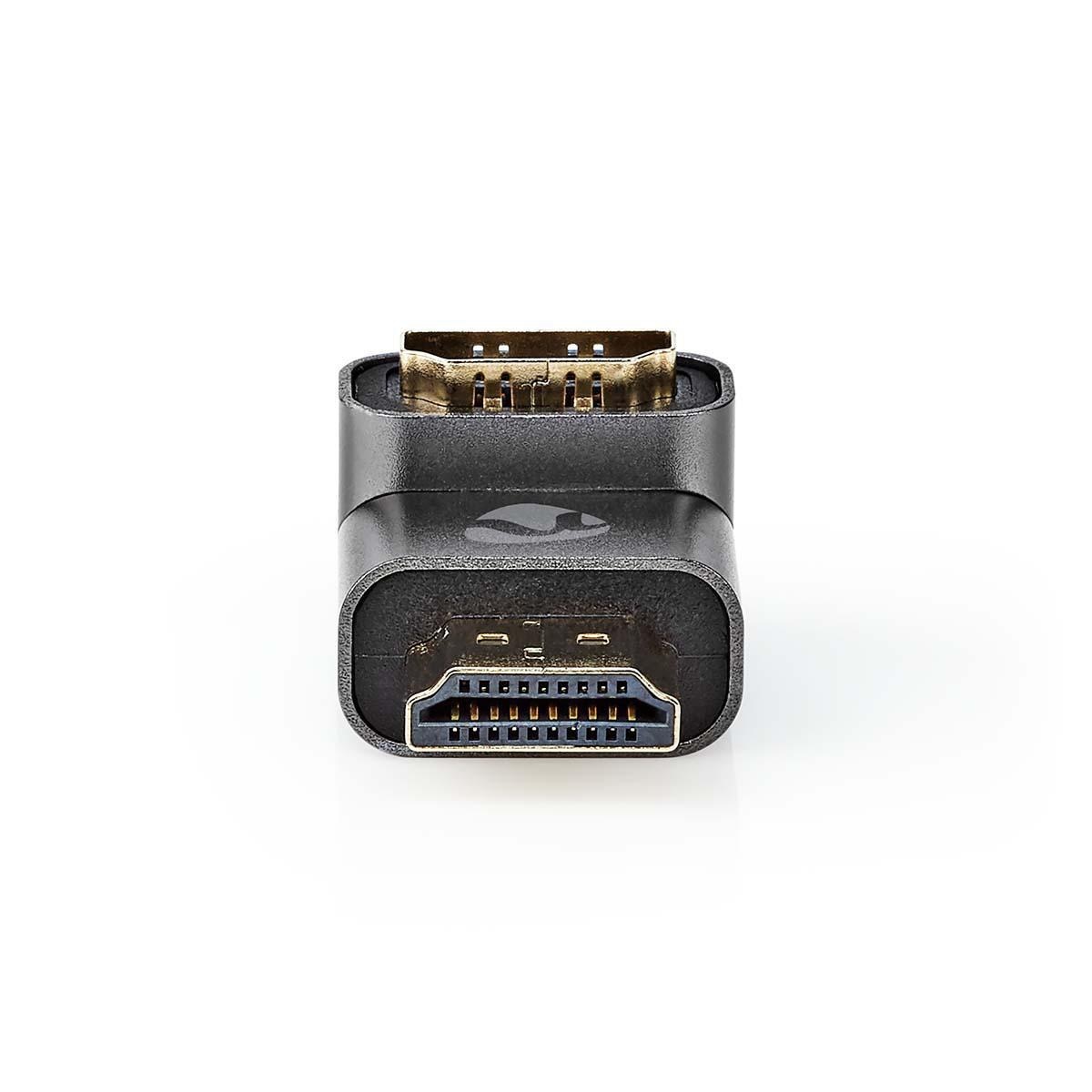 Nedis HDMI™-Adapter | HDMI™ Connector / HDMI™ Male | HDMI™ Female / HDMI™ Output | Verguld | 90° Gehoekt | Aluminium | Grijs | 1 Stuks | Cover Window Box