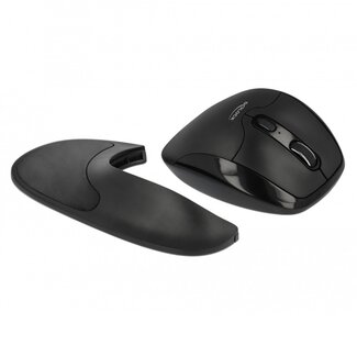 DeLOCK DeLOCK ergonomische draadloze USB muis met polsondersteuner voor rechtshandigen - 800-1600 DPI / zwart
