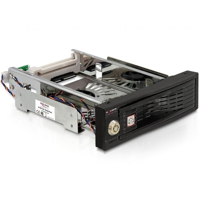 Premium 3,5'' SATA HDD naar 5,25'' slot mobile rack met 2 ventilatoren / zwart