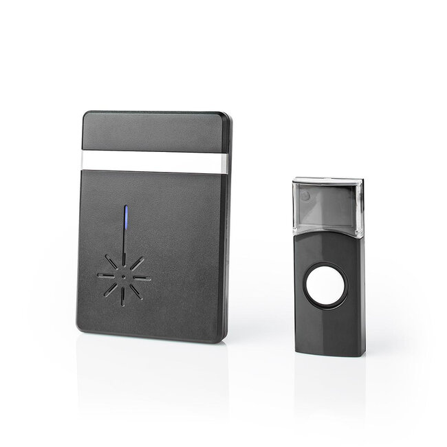 Nedis draadloze deurbelset met instelbaar volume - geluid - batterijen / zwart