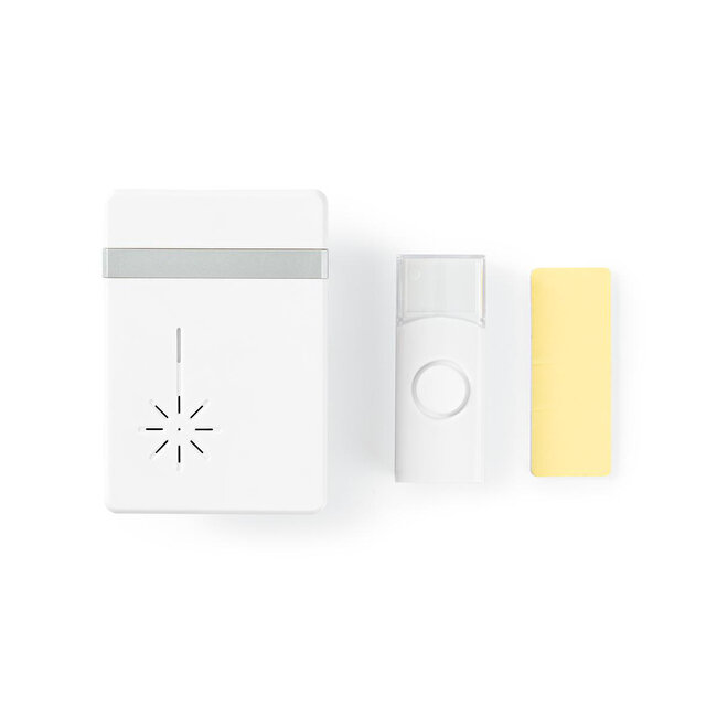 Nedis draadloze deurbelset met instelbaar volume - geluid - batterijen / wit