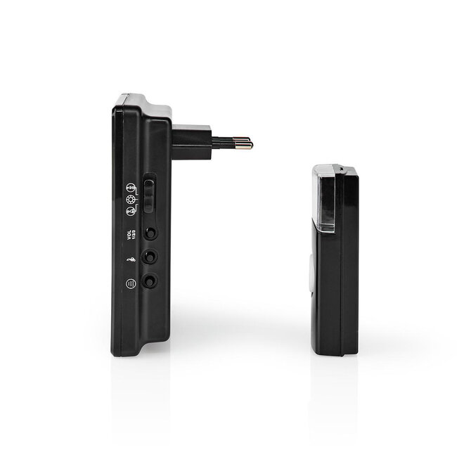 Nedis draadloze deurbelset met instelbaar volume - licht en geluid - netvoeding / zwart