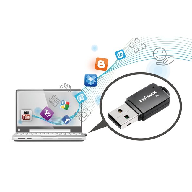 Edimax EW-7811UTC USB-A - WLAN / Wi-Fi dongle - Dual Band AC600 / 600 Mbps