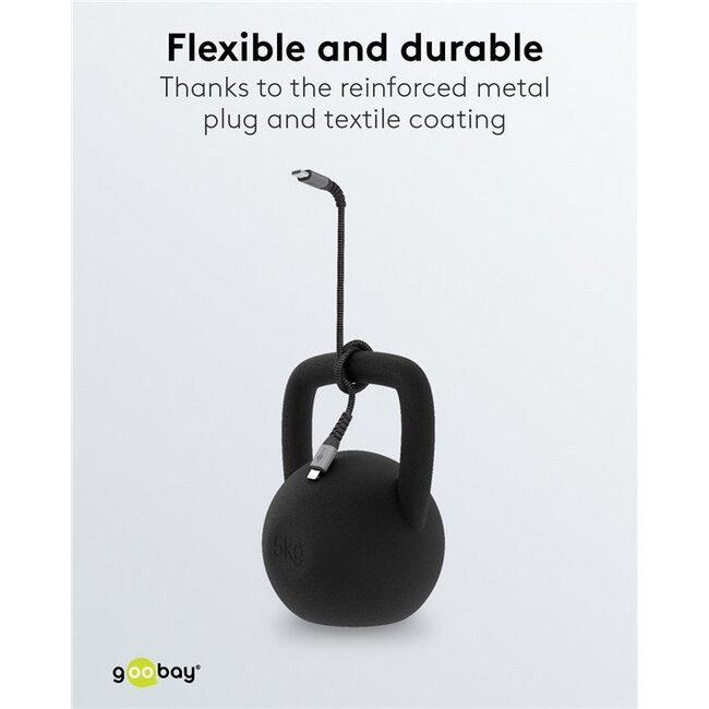 Goobay 8-pins Lightning naar USB-C kabel - USB2.0 - tot 60W / nylon - 0,50 meter