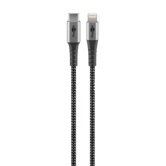 Goobay 8-pins Lightning naar USB-C kabel - USB2.0 - tot 60W / nylon - 1 meter