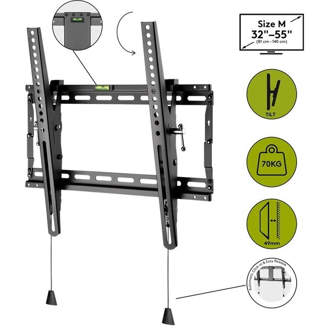 Goobay Pro series Tilt M muurbeugel voor schermen tot 55 inch / vast