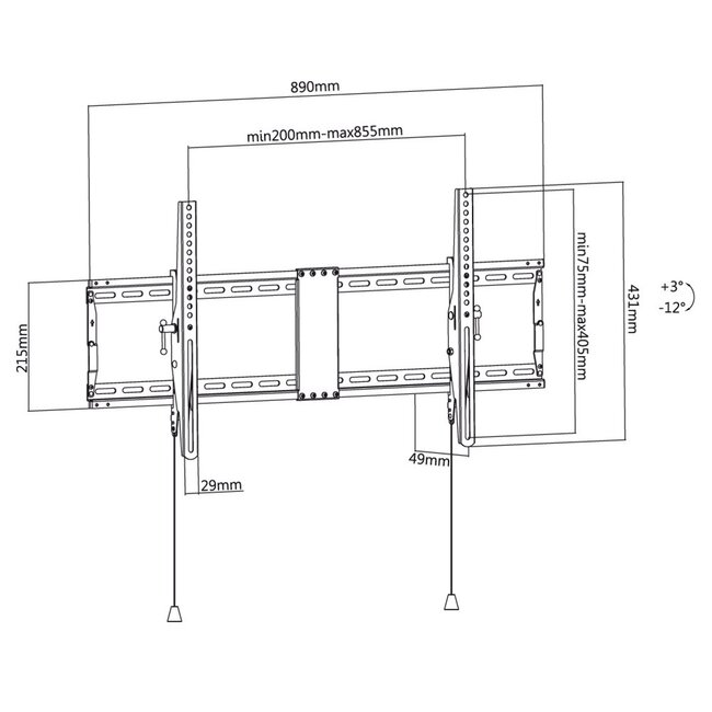 Goobay Pro series Tilt XL muurbeugel voor schermen tot 100 inch / vast