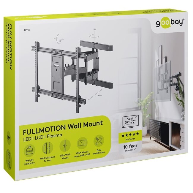 Goobay Pro series Full Motion L muurbeugel voor schermen tot 70 inch / 3 draaipunten