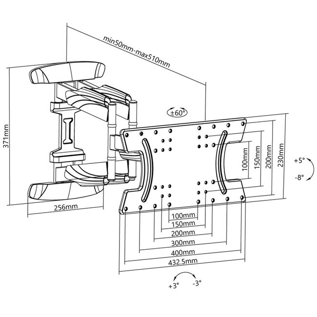 Goobay OLED series Full Motion L muurbeugel voor schermen tot 70 inch / 3 draaipunten