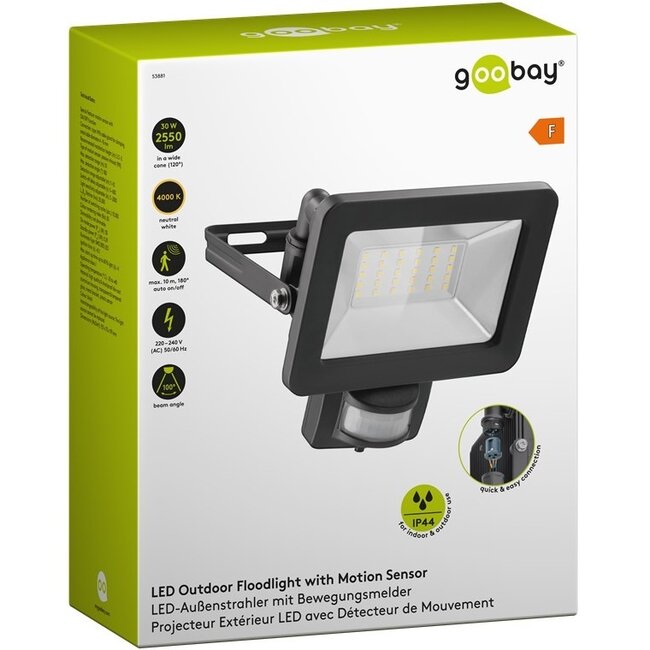 Goobay LED-schijnwerper met bewegingssensor voor buiten - 30W / zwart