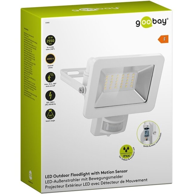 Goobay LED-schijnwerper met bewegingssensor voor buiten - 30W / wit
