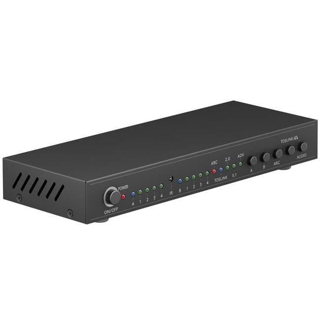 Goobay HDMI matrix schakelaar 4 naar 2 met audio extractor en ARC converter - HDMI1.4 (4K 30Hz) / zwart