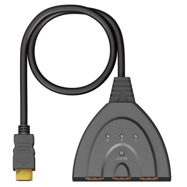 Goobay HDMI schakelaar 3 naar 1 - HDMI1.4 (4K 30Hz) / zwart - 0,50 meter