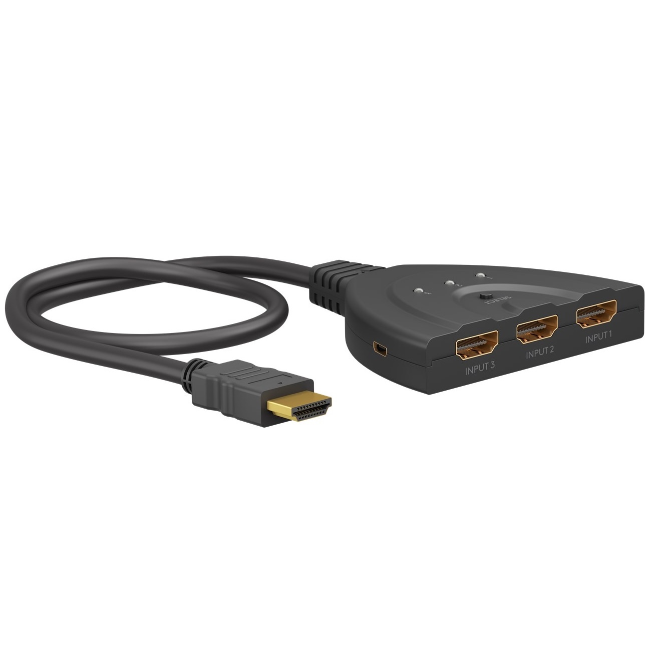 HDMI Schakelaar - 3 poorts - 4K 60Hz - 1,1 meter - Zwart